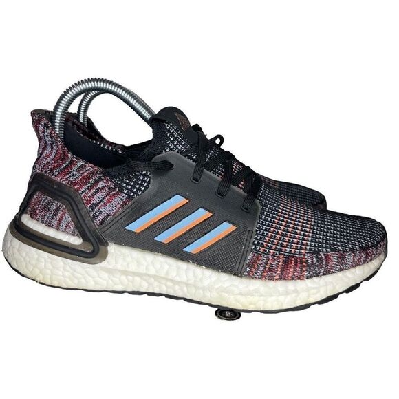 Adidas UltraBoost 19 "Black Multi" Core Black/Glow Blue/Hi-Res Coral Womens Size - Picture 2 of 9